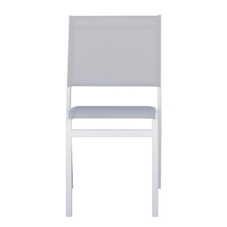 Sedia Pola In Alluminio - Textilene Grigio Chiaro - Bianco