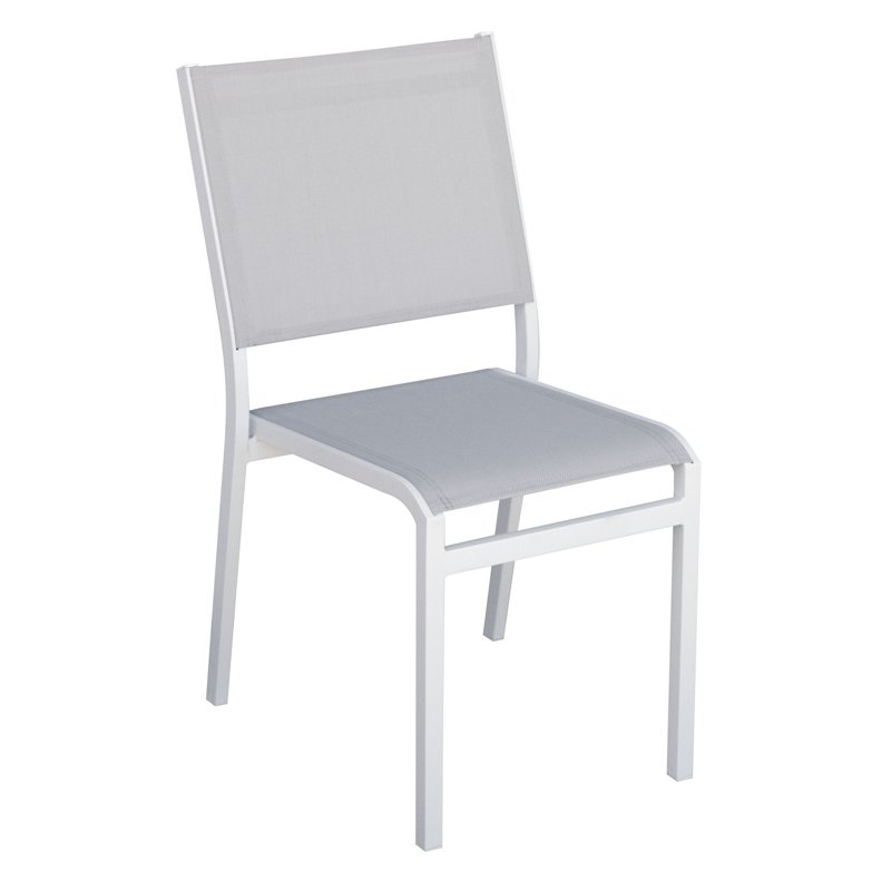 Greenwood Pola Garden Chair in Aluminum - Light Grey Textilene - White