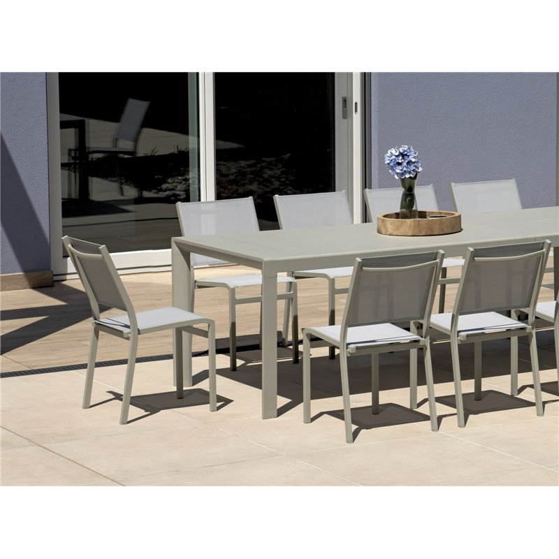 Silla de jardÍn Pola de aluminio - Textilene gris claro - Creta Greenwood