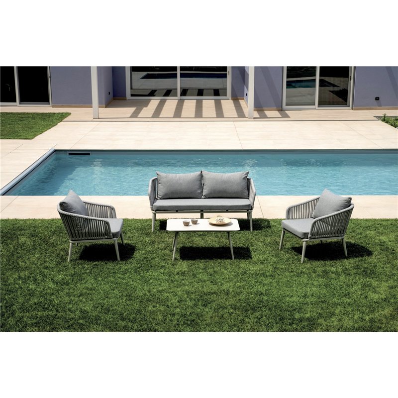 Greenwood Alicante Aluminum Set - Gray Rope - White