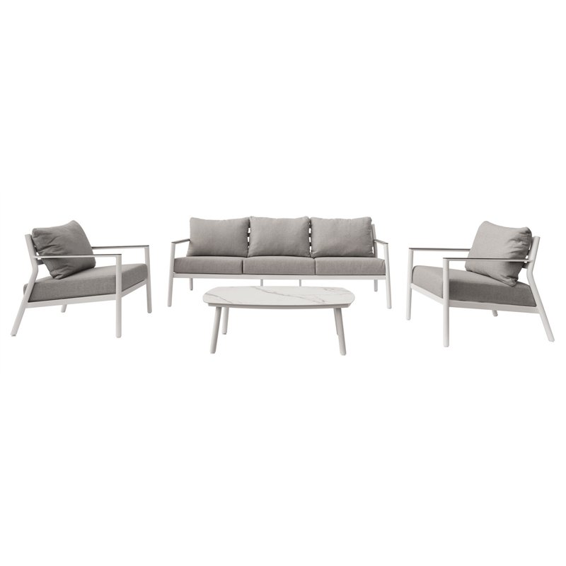 Greenwood Cadiz Aluminum Lounge Set - White