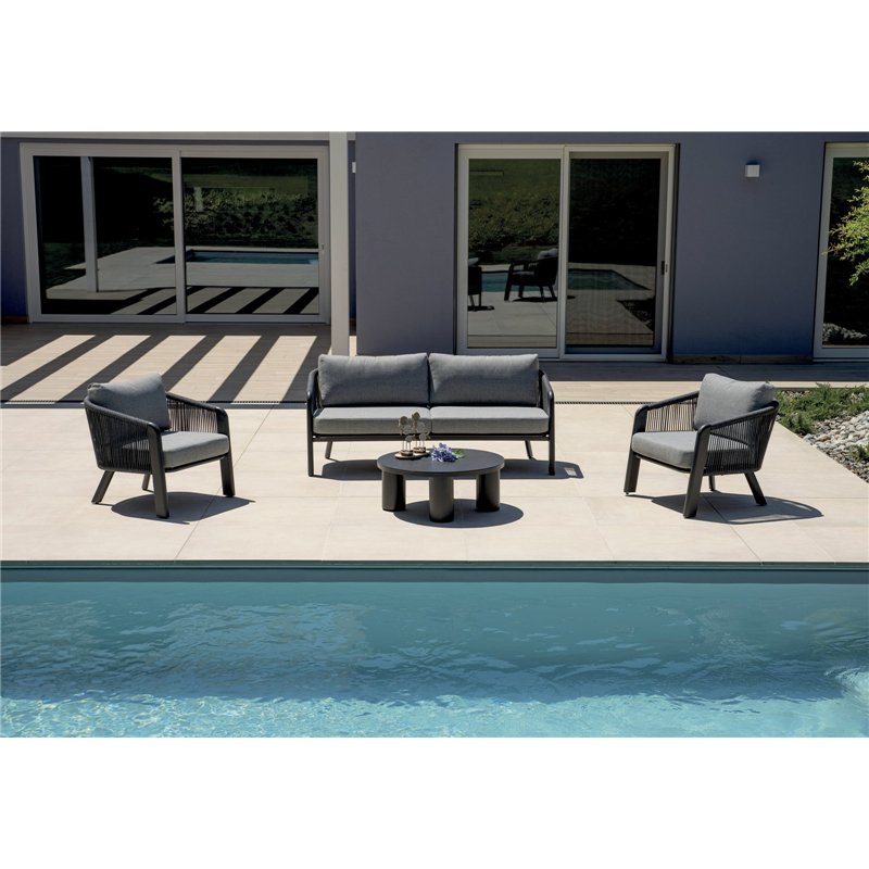 Greenwood Santa Cruz Aluminum Lounge Set - Gray Rope - Anthracite
