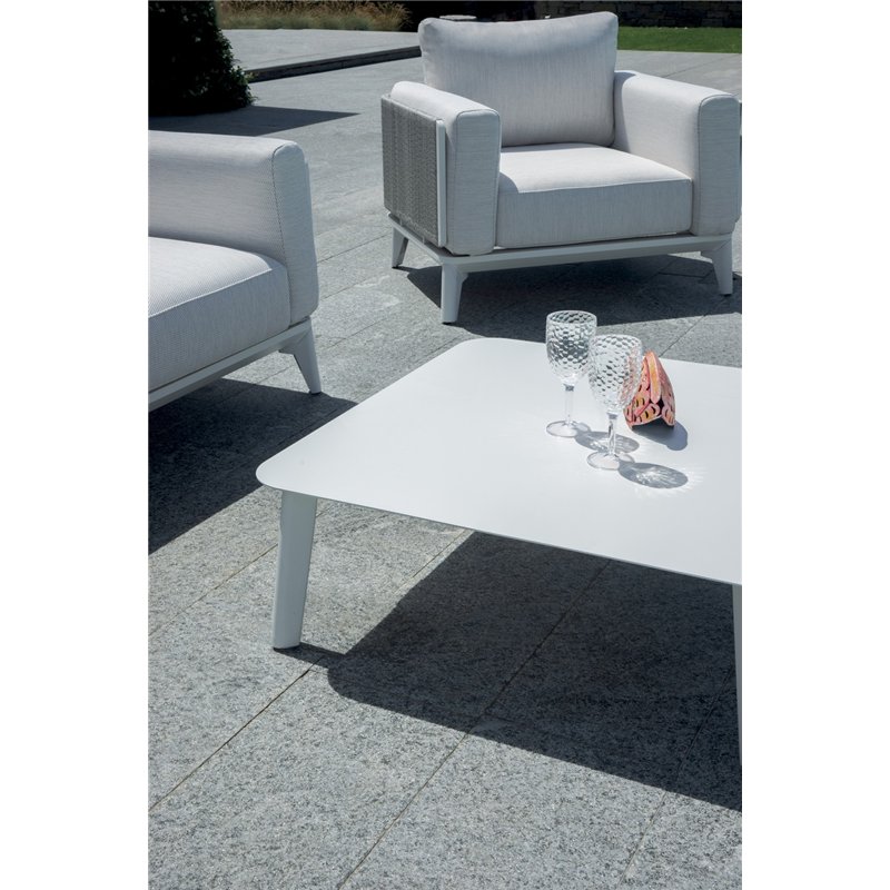 Greenwood Nantes Aluminum Lounge Set - Gray Wicker - White