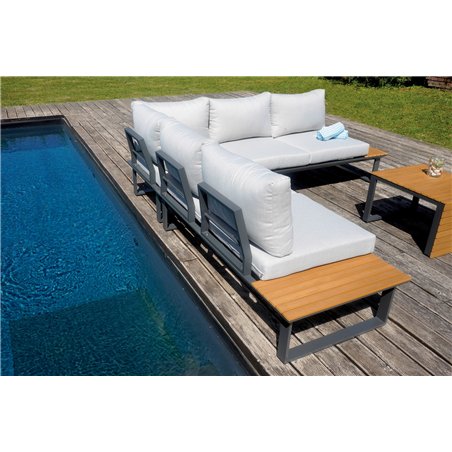 Greenwood Saint Tropez Corner Lounge Set in Aluminum and Resin Wood - Anthracite