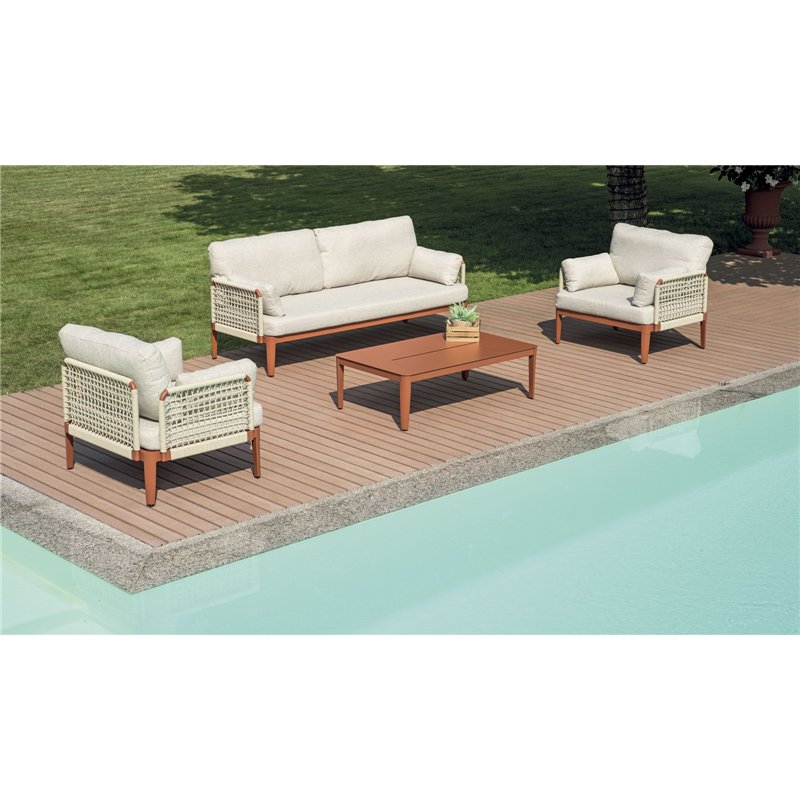 Juego de aluminio Bandol - Cuerda beige - Rojo Greenwood Juego de aluminio Bandol - Cuerda beige - Rojo Greenwood