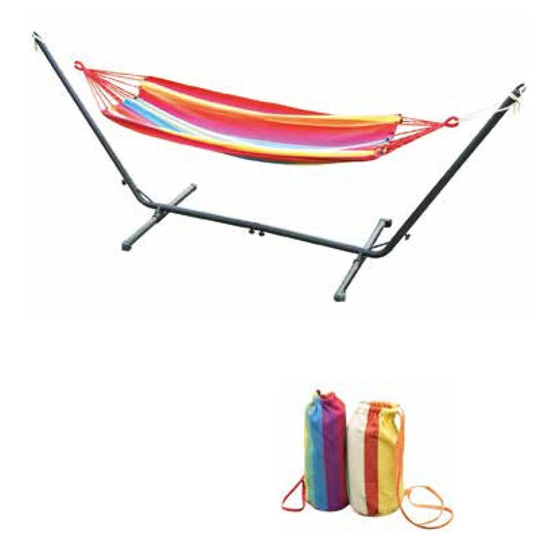 Hamaca de algodón a rayas de 200x100 cm - Con bolsa Greenwood