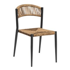 Sedia Milano In Alluminio - Wicker Paglia - Antracite
