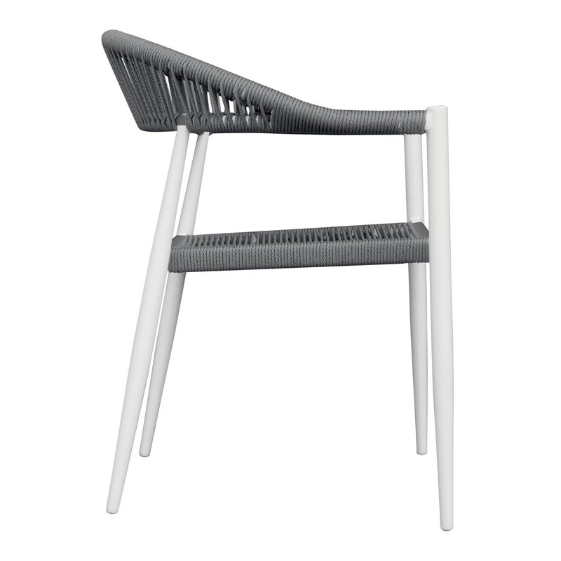 Greenwood Milano Aluminum Garden Garden Chair with Armrests - Gray Wicker - White