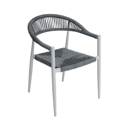 Sedia Milano In Alluminio - Wicker Grigio - Bianco