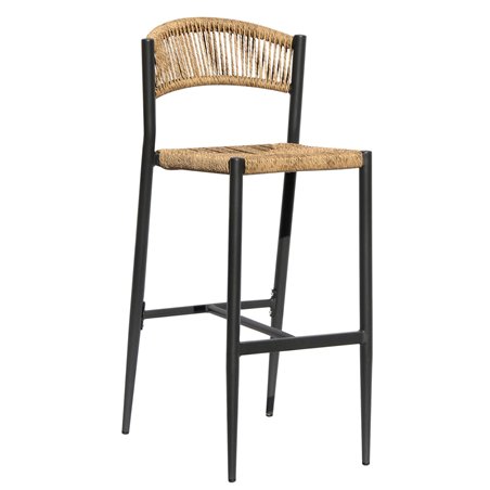 Sgabello Milano In Alluminio - Wicker Paglia - Antracite