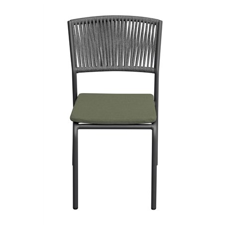 Greenwood Modena Aluminum Garden Chair - Outdoor Green Rope - Anthracite