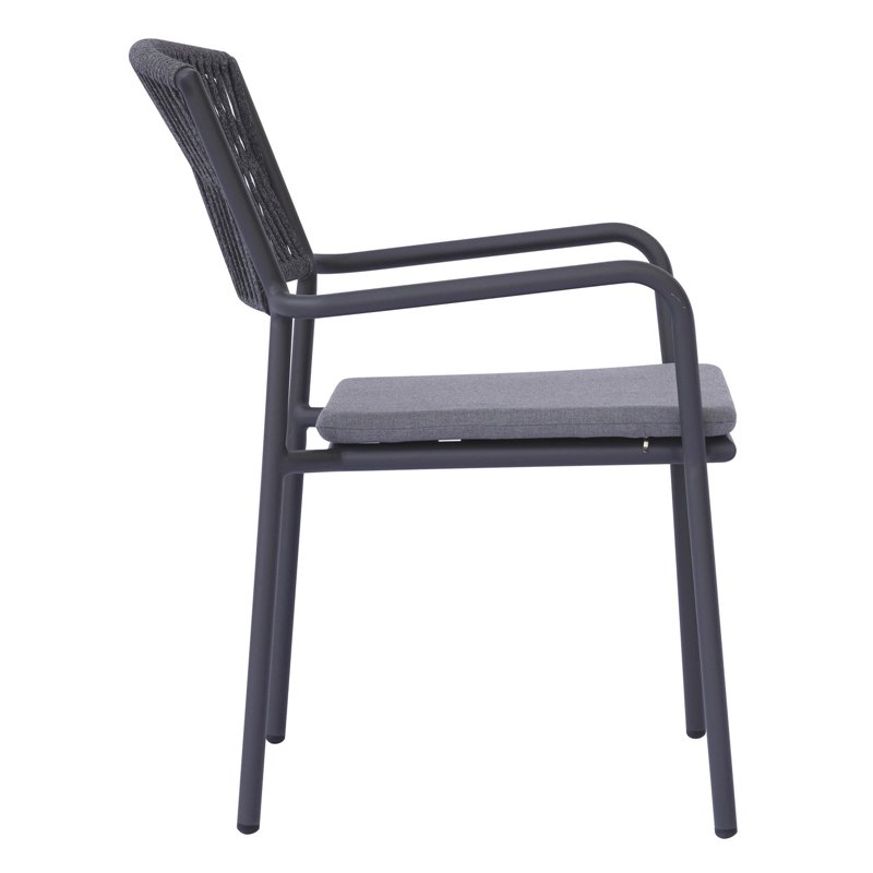 Greenwood Modena Aluminum Garden Garden Chair with Armrests - Outdoor Rope Gray - Anthracite