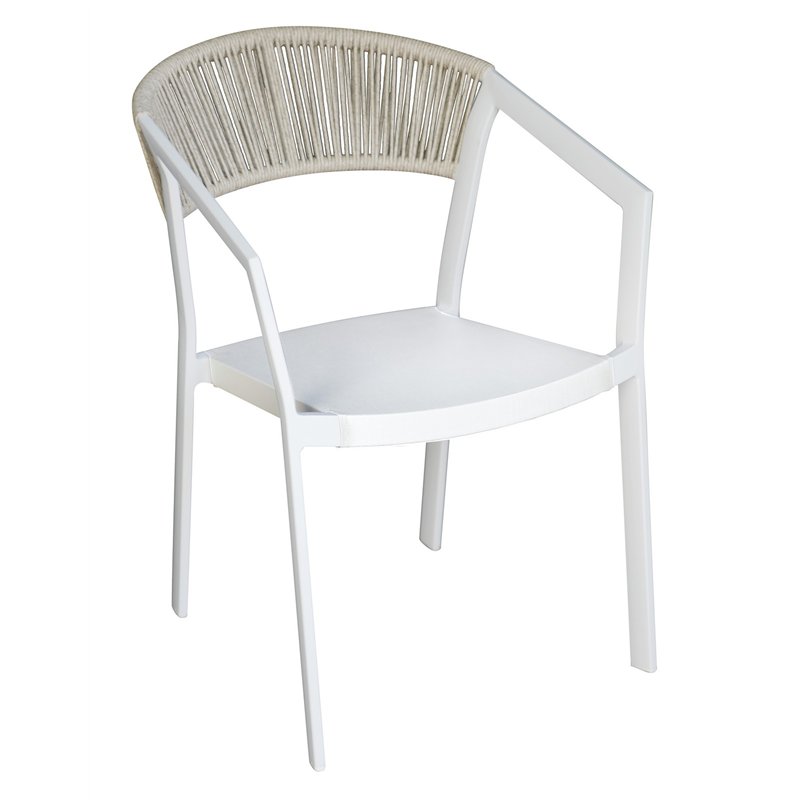 Silla de jardÍn Cagliari de aluminio - Textilene color café - Mimbre de cáñamo - Blanca Greenwood