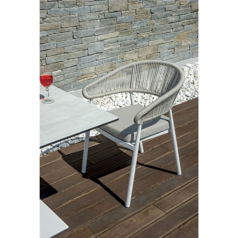 Silla de jardÍn de aluminio Perugia - Cuerda blanca para exteriores - Blanca Greenwood