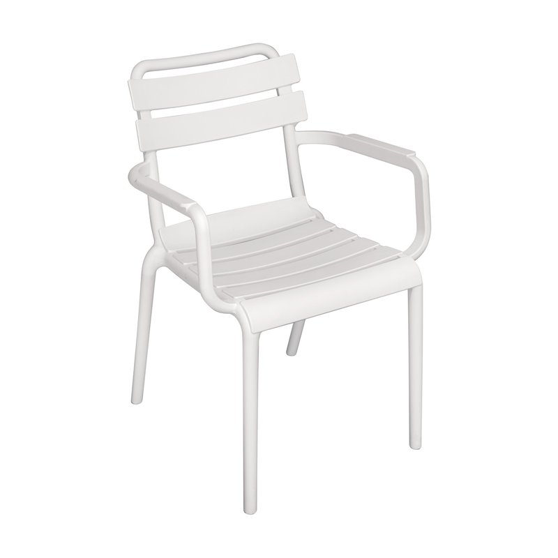 Greenwood Monza Garden Garden Chair with Armrests in Polypropylene with Fiberglass - White