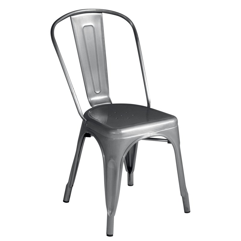 Greenwood Sheet Metal Garden Chair - Silver - Stackable