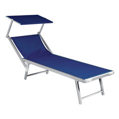 Lettino Mare Con Tettuccio In Alluminio - Blu - Pieghevole