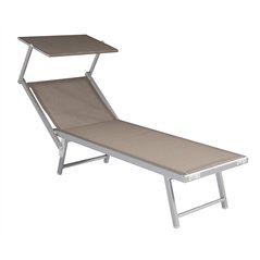 Lettino Mare Con Tettuccio In Alluminio - Tortora - Pieghevole