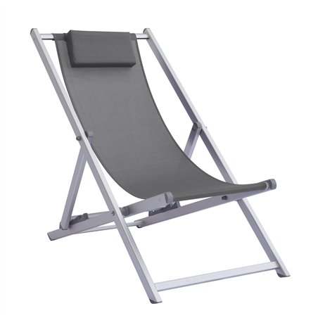 Sdraio Mare Professionale In Alluminio - Textilene Grigio