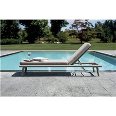 Lettino Taormina In Alluminio - Textilene Sabbia - Cuscino Beige - Creta