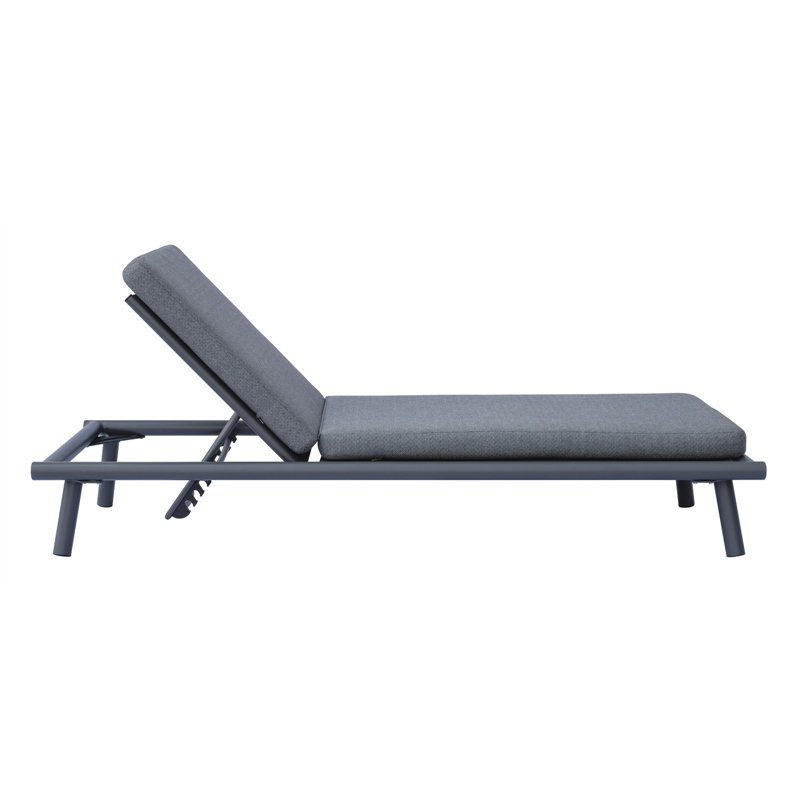 Greenwood Taormina Aluminum Sunbed - Gray Textilene - Gray Cushion - Anthracite