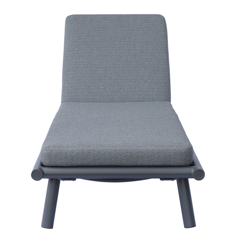 Greenwood Taormina Aluminum Sunbed - Gray Textilene - Gray Cushion - Anthracite