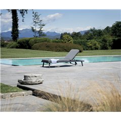 Lettino Taormina In Alluminio - Textilene Grigio - Cuscino Grigio - Antracite