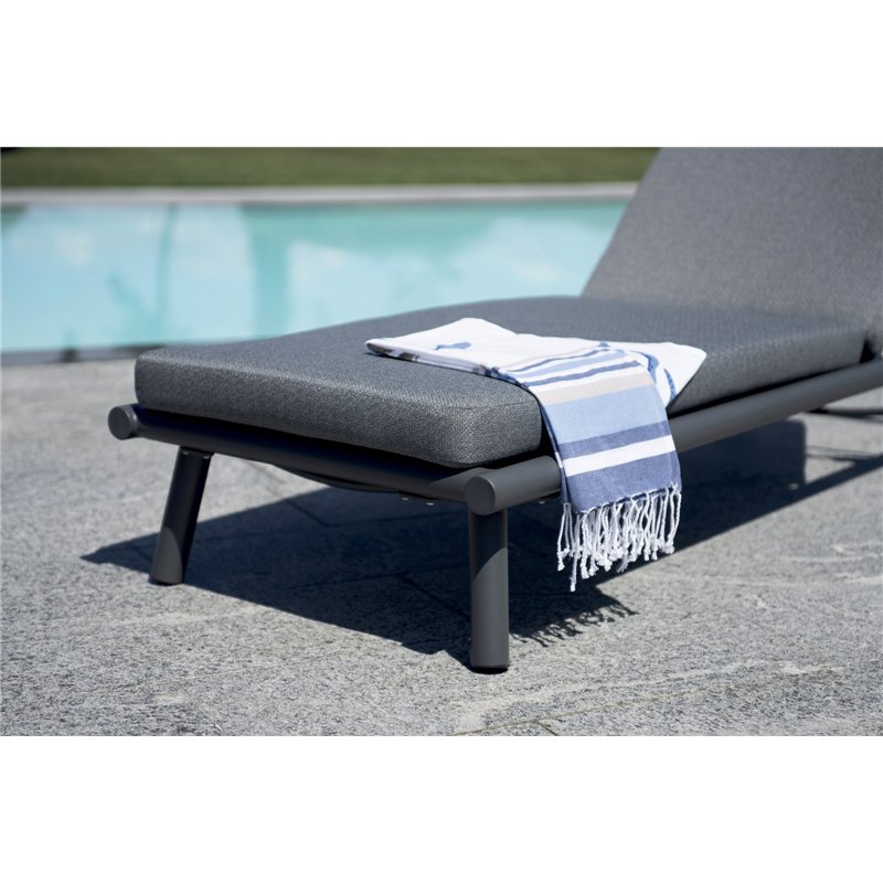 Greenwood Taormina Aluminum Sunbed - Gray Textilene - Gray Cushion - Anthracite
