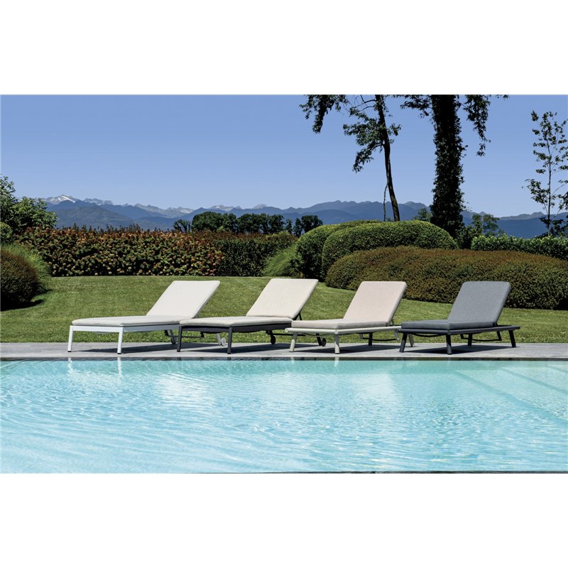 Greenwood Taormina Aluminum Sunbed - Gray Textilene - Gray Cushion - Anthracite