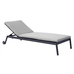 Greenwood Porto Cervo Aluminum Sun Lounger - Gray Textilene - Ecru Cushion - Anthracite
