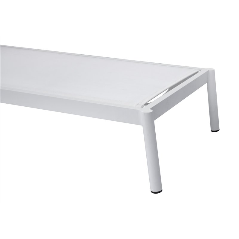 Greenwood Porto Cervo Aluminum Sunbed - Sand Textilene - Ecru Cushion - White