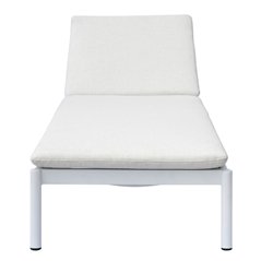 Lettino Porto Cervo In Alluminio - Textilene Sabbia - Cuscino Ecru' - Bianco
