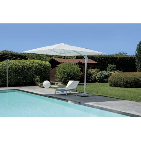 Sombrilla de jardín de aluminio Colorado con mástil lateral de 3x4 m blanca - Blanca Greenwood