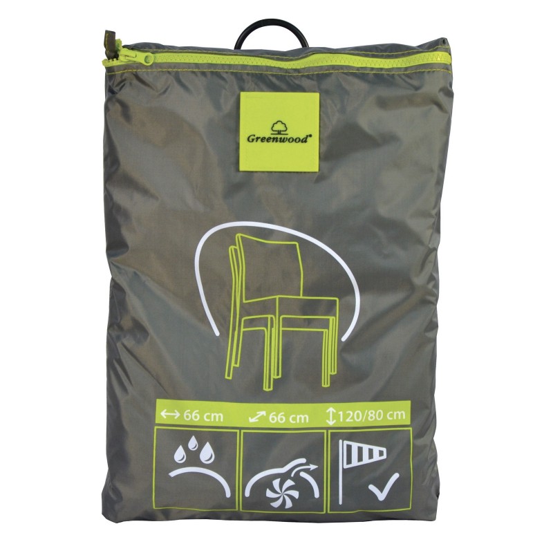 Funda protectora para apilar cuatro sillas de 66x66x120 cm - Poliéster impermeable Greenwood Funda protectora para apilar cuatro sillas de 66x66x120 cm - Poliéster impermeable Greenwood