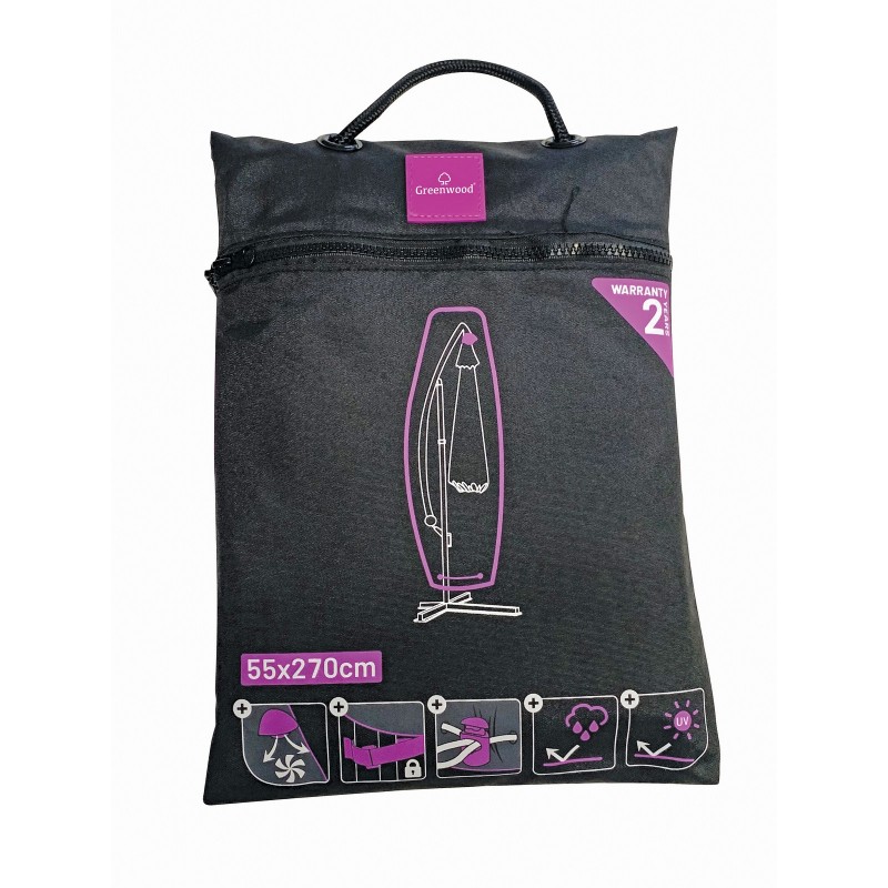 Funda protectora para Sombrilla de jardín con mástil lateral de 55x270 cm - Poliéster impermeable Greenwood Funda protectora para Sombrilla de jardín con mástil lateral de 55x270 cm - Poliéster impermeable Greenwood