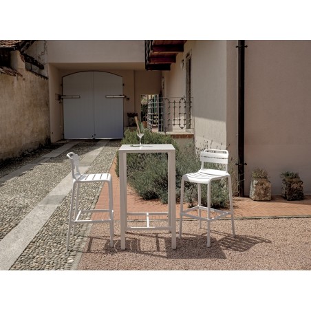 Mesa de jardÍn alta de acero Iseo de 70x70 cm - Blanca Greenwood