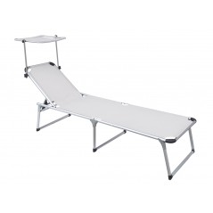 Greenwood Sun Lounger with Aluminum Canopy - Ivory