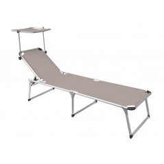 Greenwood Beach Sun Lounger with Aluminum Canopy - Dove Grey 210 cm