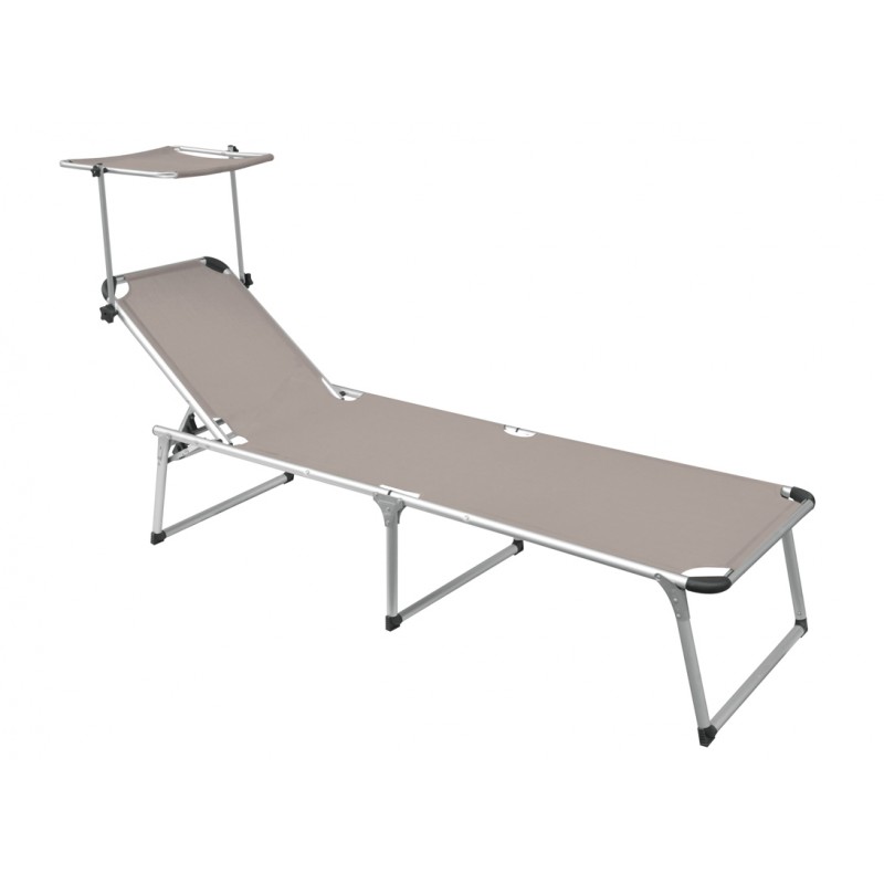 Greenwood Beach Sun Lounger with Aluminum Canopy - Dove Grey 210 cm Greenwood Beach Sun Lounger with Aluminum Canopy - Dove Grey 210 cm