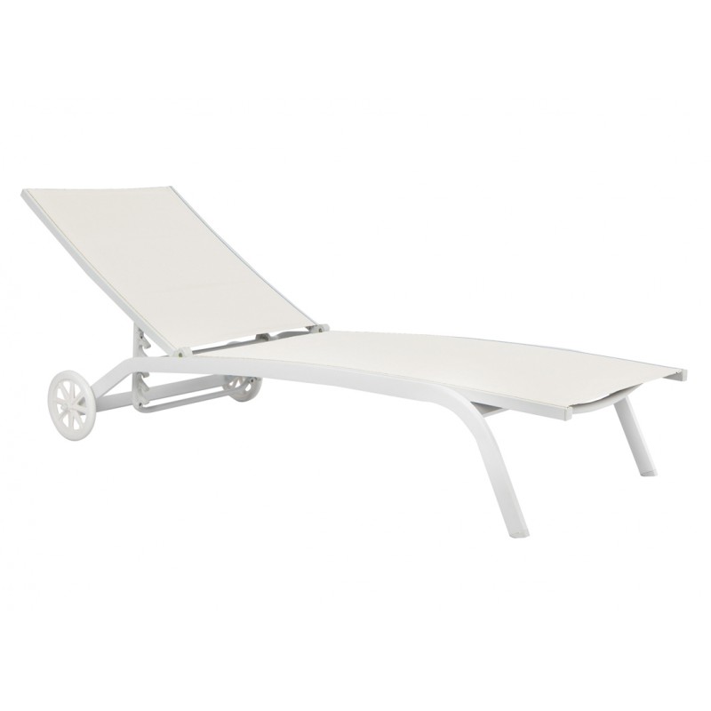 Greenwood 5-Position Aluminum Sun Lounger - Ecru
