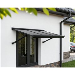 Canopia Augustine Outdoor Door Canopy 111x90 cm - Black Frame Matte Gray Panels