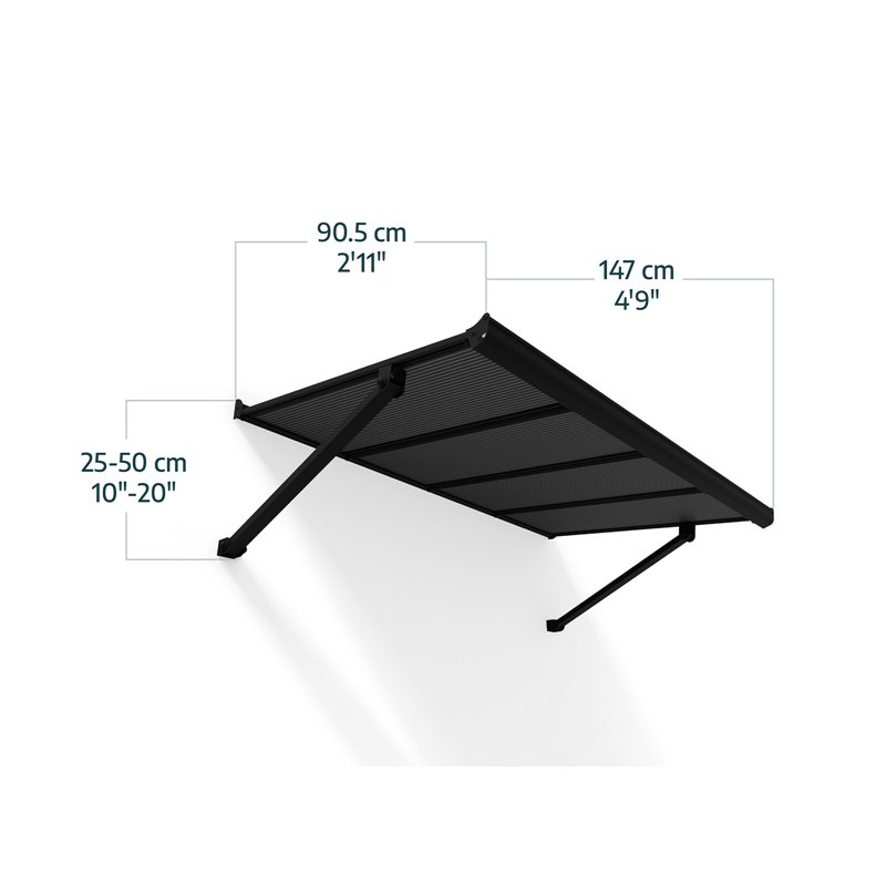 Canopia Augustine Outdoor Door Canopy 147x90 cm - Black Frame Matte Gray Panels