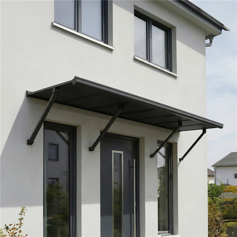 Canopia Augustine Outdoor Door Canopy 258x90 cm - Black Frame Matte Gray Panels
