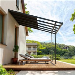 Canopia Sierra Cabrio Pergola Addossata in Alluminio 3X3 m Grigio - Pannelli Ombreggianti Mobili