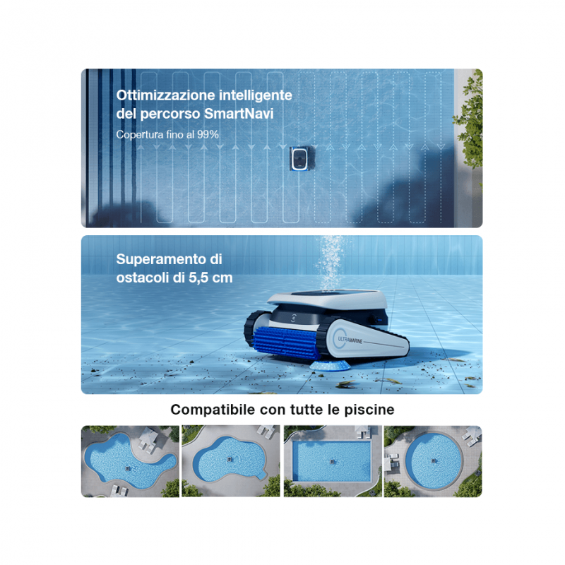 Robot Piscina Automatico ECOVACS ULTRAMARINE P1 Senza Fili