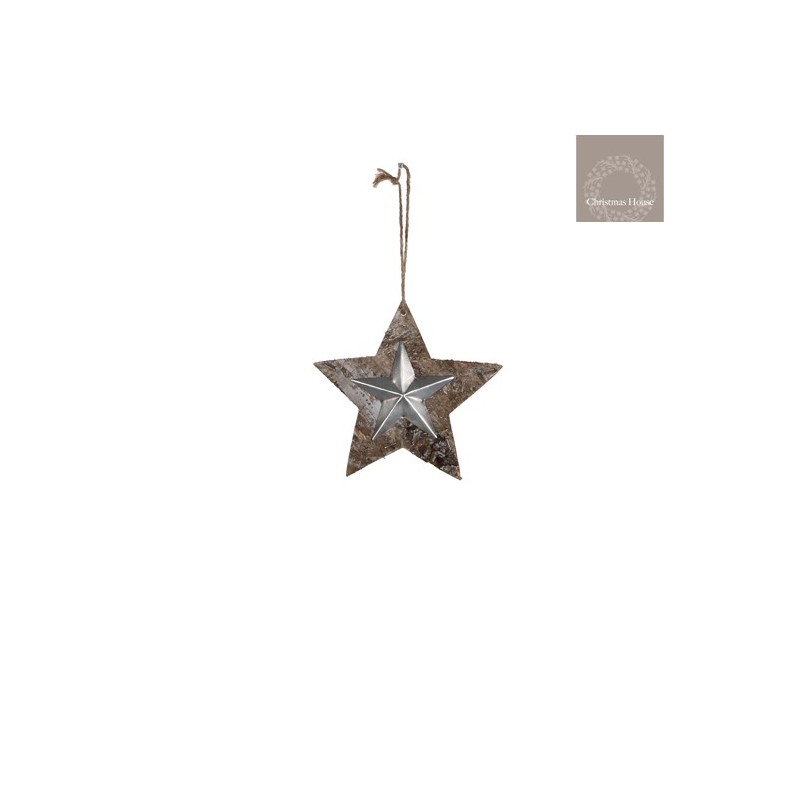 Estrella Para Colgar Pequeña En Madera Y Hojalata