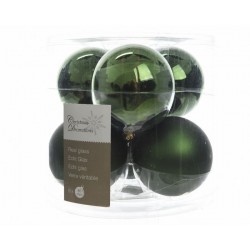 Bolas de Navidad para Colgar en Cristal 8 cm Verde. Juego de 6