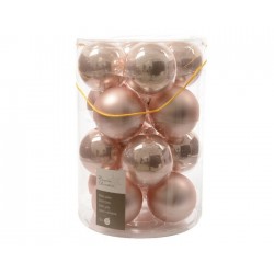 Christmas Baubles to Hang in Glass 8 cm Antique Pink. Set of 16