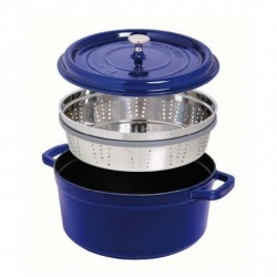 Cocotte with Basket 26 cm Dark Blue in Cast Iron