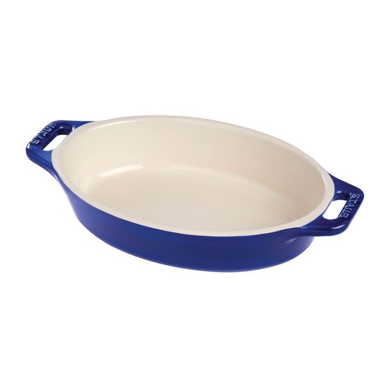Dark Blue Oval Gratin Dish 22 cm in Ceramic